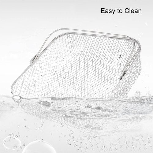 Air Fryer Basket, Air Fryer Accessory 5.8QT 6QT Mesh Basket with Handle, Square Stainles Steel Steamer Basket Replacement for 6QT Instant Vortex Air Fryer, Fit for Instant Vortex Plus, Phillips XXL