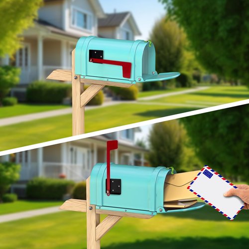 Merear Mailbox Flag Replacement Kit, Galvanized Steel Flag for Mailbox, Mailboxes Accessories, Two-Way Installation Methods for Wood, Wall, Metal, Stone, Mailbox