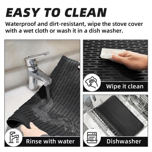 LOPNUR Electric Stove Cover for Stove Top, 36"x20.5" Silicone Stove Mat for Glass Top Stove Cover Protector, Heat Resistant Induction Cooktop Protector, Non-Slip Kitchen Glass Cooktop Protector, Black