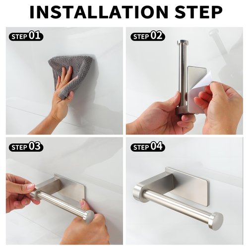 YIGII Self Adhesive Toilet Paper Holder - Bathroom Toilet Paper Holder Stand no Drilling Stainless Steel Brushed