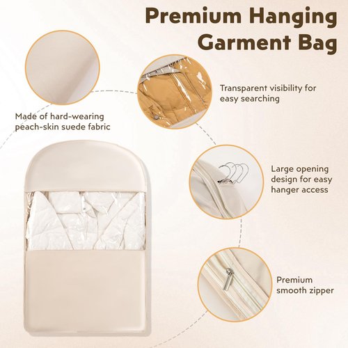 CINPIUK Space Saving Hanging Garment Bag with Self Compression Zipper for Closet Travel Suit Cover Organizer Clothes Dustproof Dress Bag for Suits, Dresses, Coats, XL - 51‘’ x 23'' x 6''