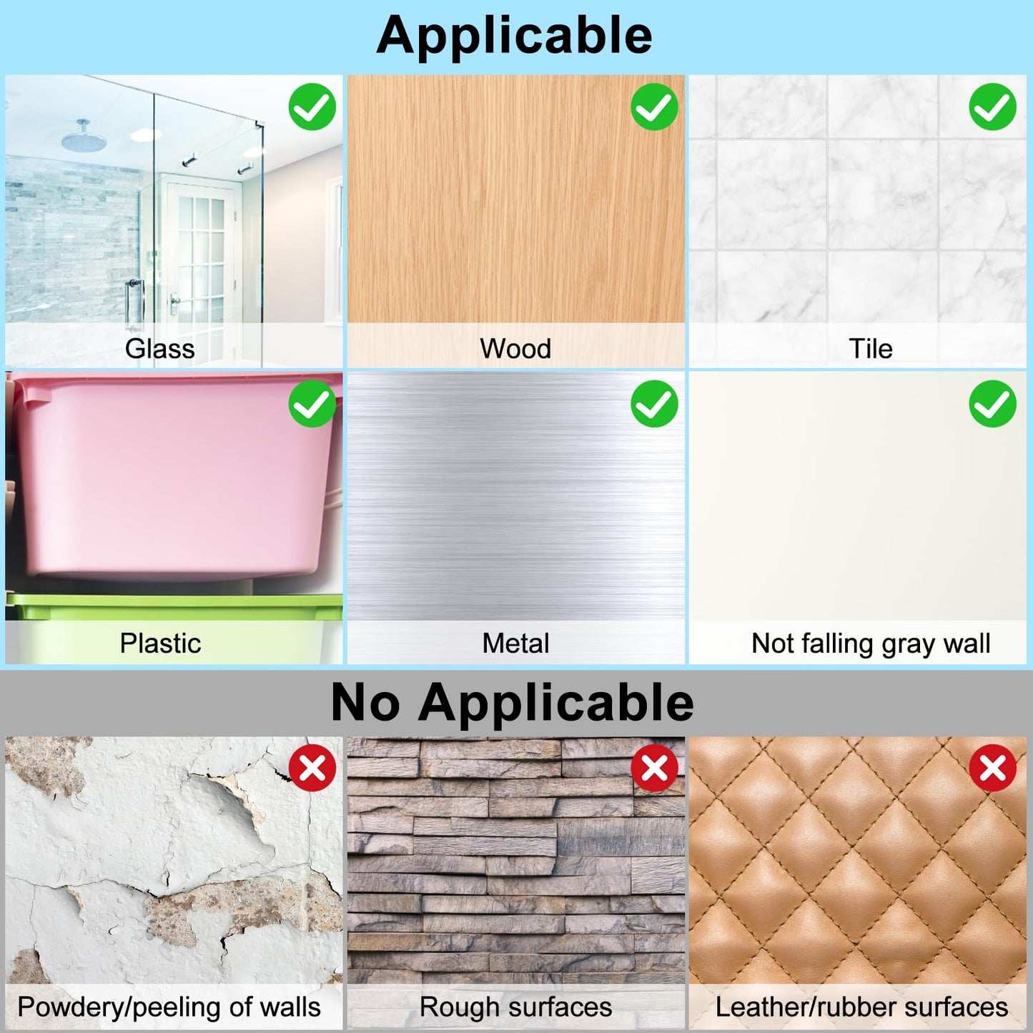 Vivinin 15 Pack Shower Caddy Adhesive Replacement, No Drilling Shower Shelf, Strong Adhesive Hooks for Showers & Kitchen Racks