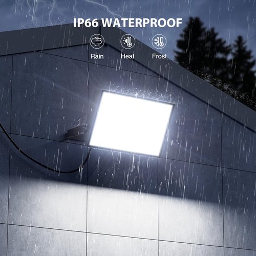 Meloght 160W Flood Lights Outdoor, 16000LM LED Work Light with Plug, Daylight White 6500K LED Flood Light, IP66 Waterproof Exterior Security Lights for Yard Garage Stadium 2 Pack