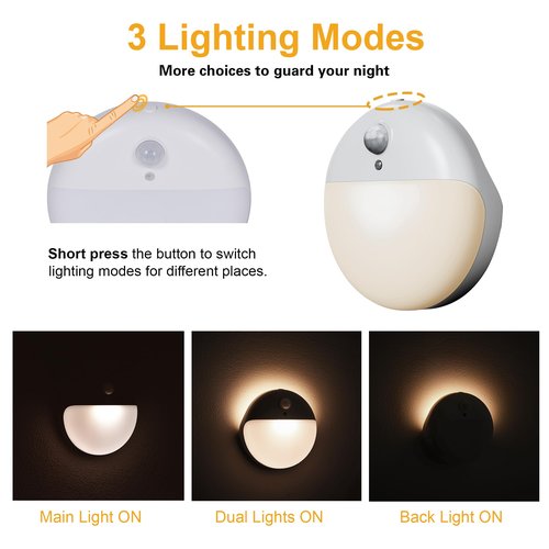 YUNLEX 4 Pack Stair Lights Indoor, Stick on Lights, Motion Sensor Night Light, Dimmable, Portable Battery Night Light for Closet, Cabinet, Bathroom, Bedroom, Kids, Warm White