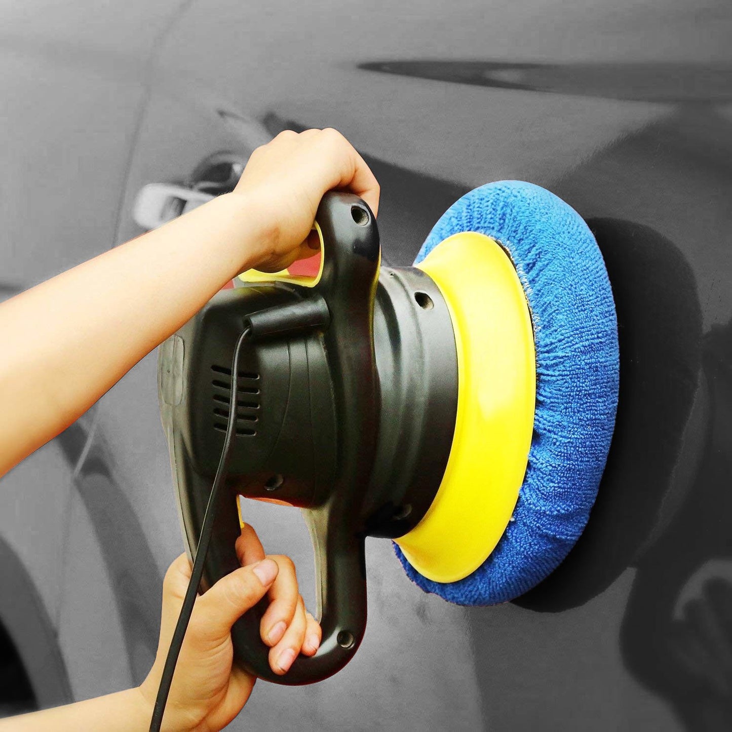 SIQUK 24 Packs Car Polisher Pad Bonnets 5 to 6 Inch Polishing Bonnet with 12 Packs Microfiber Bonnets 4 Packs Waxing Bonnet 6 Packs Non-Woven Buffing Bonnet and 2 Packs Cotton Bonnet