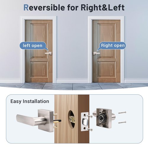 KNOBWELL 1 Pack Interior Door Handle,Satin Nickel Finish Door Levers, Passage Knob for Closet Hallway, Zinc Alloy Construction, 250,000-Cycle Durability