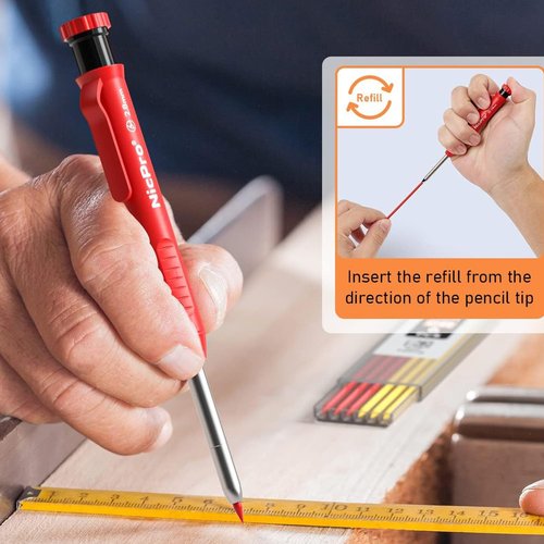 Shmziy Carpenter Mechanical Pencils, Construction Pencils, Deep Hole Woodworking for Marking, Scribering, Drawing (Blue)