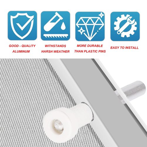10pcs Window Screen Plunger Latches with Caps, 5/32" x 1-1/2" Aluminum Screen Retainer Pins Replacement Clips for Securing Window