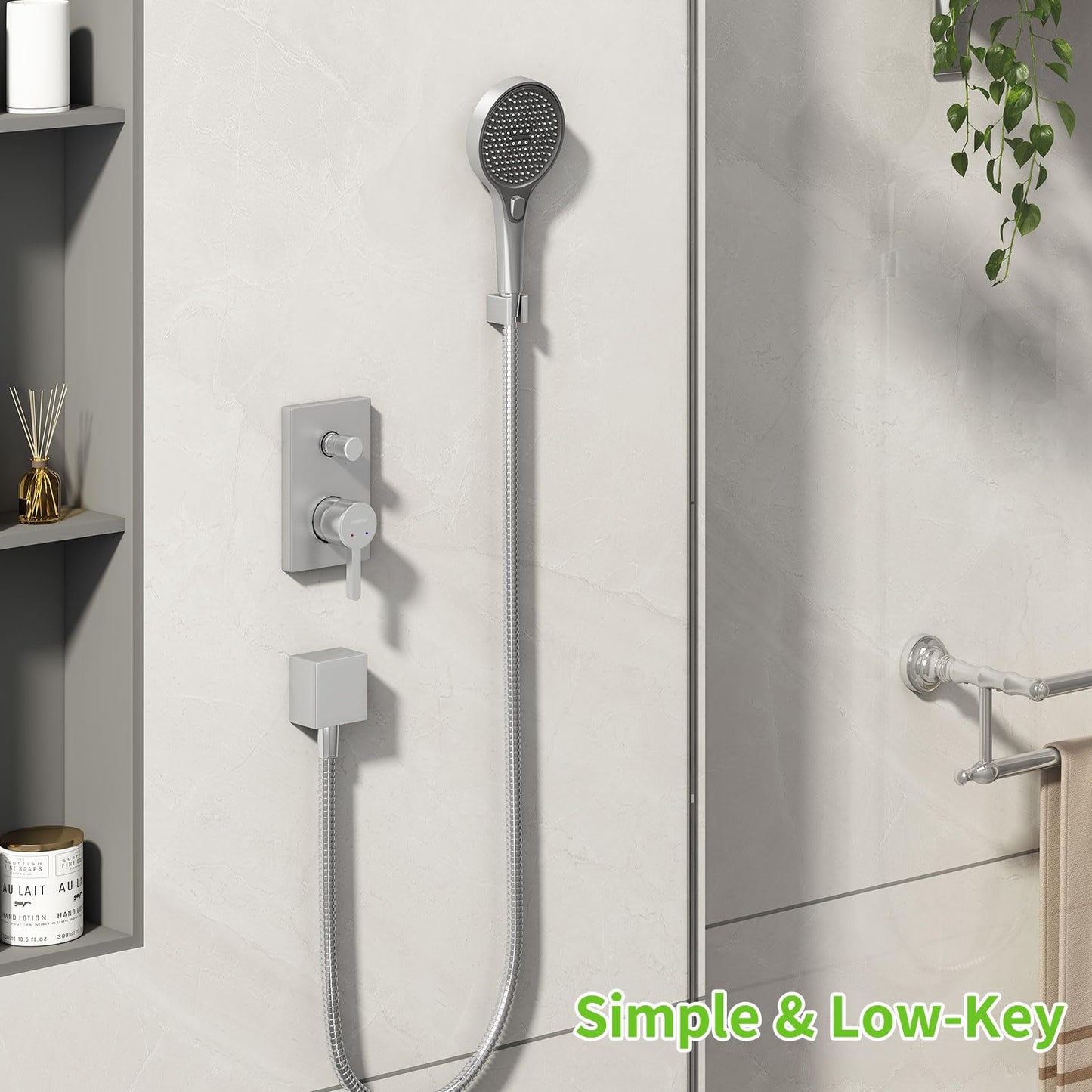 Angle Simple Shower Head Holder, Brass Shower Wand Bracket, Handheld Sprayer Holder Wall Mount, Brushed Nickel