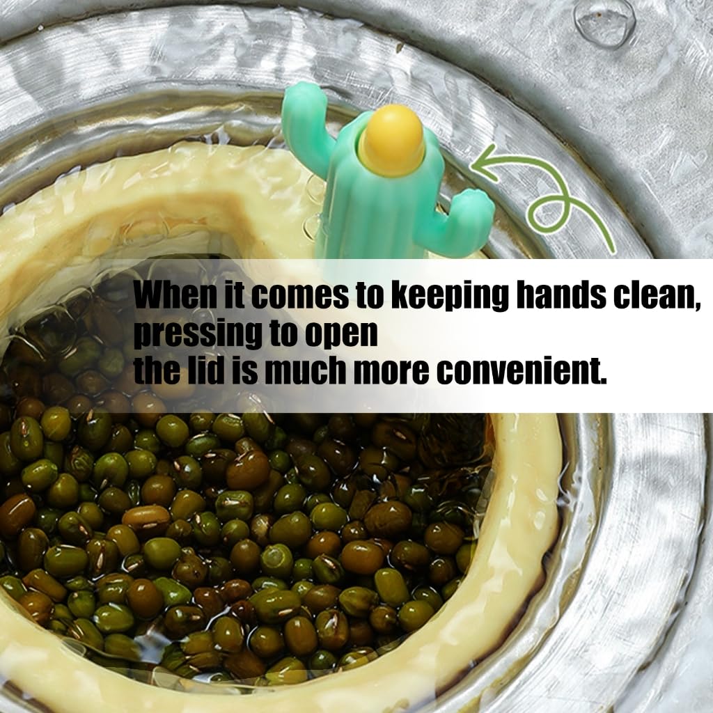 Cactus Kitchen Sink Drain Strainer Press to Dump Basket Waste Collector Fun Sink Accessory for Home Bathroom (YellowGreen-widened gasket-2)