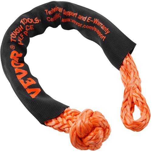 VEVOR 2-Pack Synthetic Soft Shackle, 1/2" x 22" - 44,092 lbs (20 Ton) Breaking Strength, Heavy Duty Recovery Tow Shackles with Extra Sleeves & Storage Bag for UTV,ATV,Trucks,Off-Road Vehicles,Orange