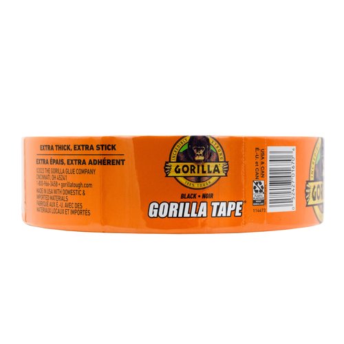 Gorilla Duct Tape, Black Tape, 1.88" x 50 yd (Pack of 1) - Heavy Duty and Weather Resistant for Indoor or Outdoor