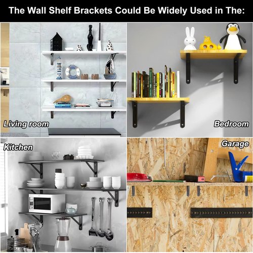 Shelf Brackets 16 Inch x 10 Inch, Heavy Duty Shelf Brackets 4 6 8 10 12 16 20 Inch, L Brackets Heavy Duty for Shelves, Wall Mount Metal Brackets for Wood