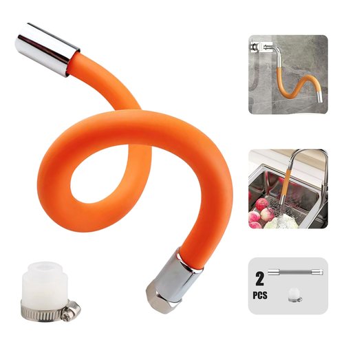 Faucet Extension Tube,360 Degree Rotatable Extender Hose,Bendable/Shapable/Flexible Water Tap Pipe,Splash Proof Foaming Mouth,Kitchen/Bathroom/Garden Tool,Copper Connector/Adapter,Black(17.7in/45cm)