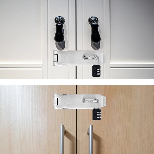 Tanbupu 2Pcs Door Locks Hasp Latch,5 Inch 304 Stainless Steel Safety Packlock Clasp Hasp Lock Latch,Hinge Lock Padlock with Screws for Gates,Doors,Cabinets, Closets and More