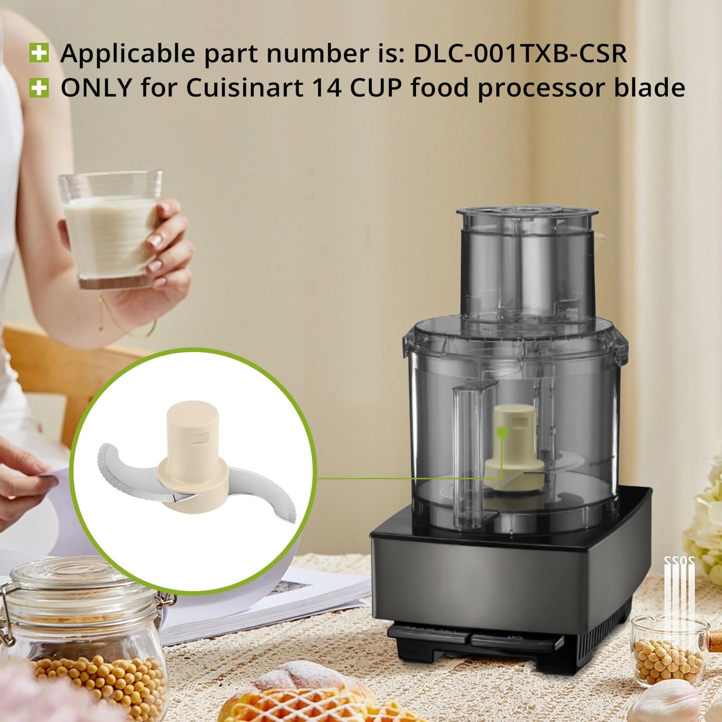 Blade for Cuisinart 14 Cup Food Processor Replacement for Model DLC-2014, DFP-14BCNY, DFP-14BCN, DFP-14BWN - ONLY for Cuisinart Blades 14 Cup - Part# DLC-001TXB-CSR