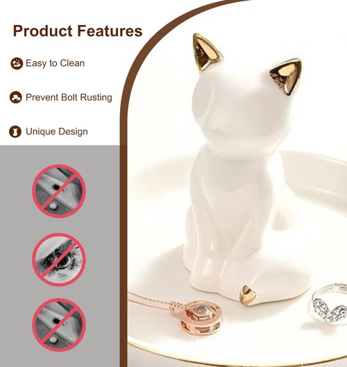 2Pcs Toilet Bolt Covers, Ceramic Toilet Bowl Bolt Covers, Toilet Bolt Caps Decorative to Prevent Rusting, White Ceramic Fox-Cat Shaped, Animal-Themed Bathroom Accessories