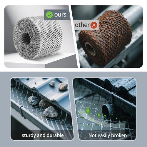 5inch X 100ft Flat Aluminum Gutter Protection Gutter, Covers Gutter Screen, DIY Aluminum Leaf Filter Rainwater, Gutter Guards, Used for Filter Roof Tree Branches and Leaves (Silver)