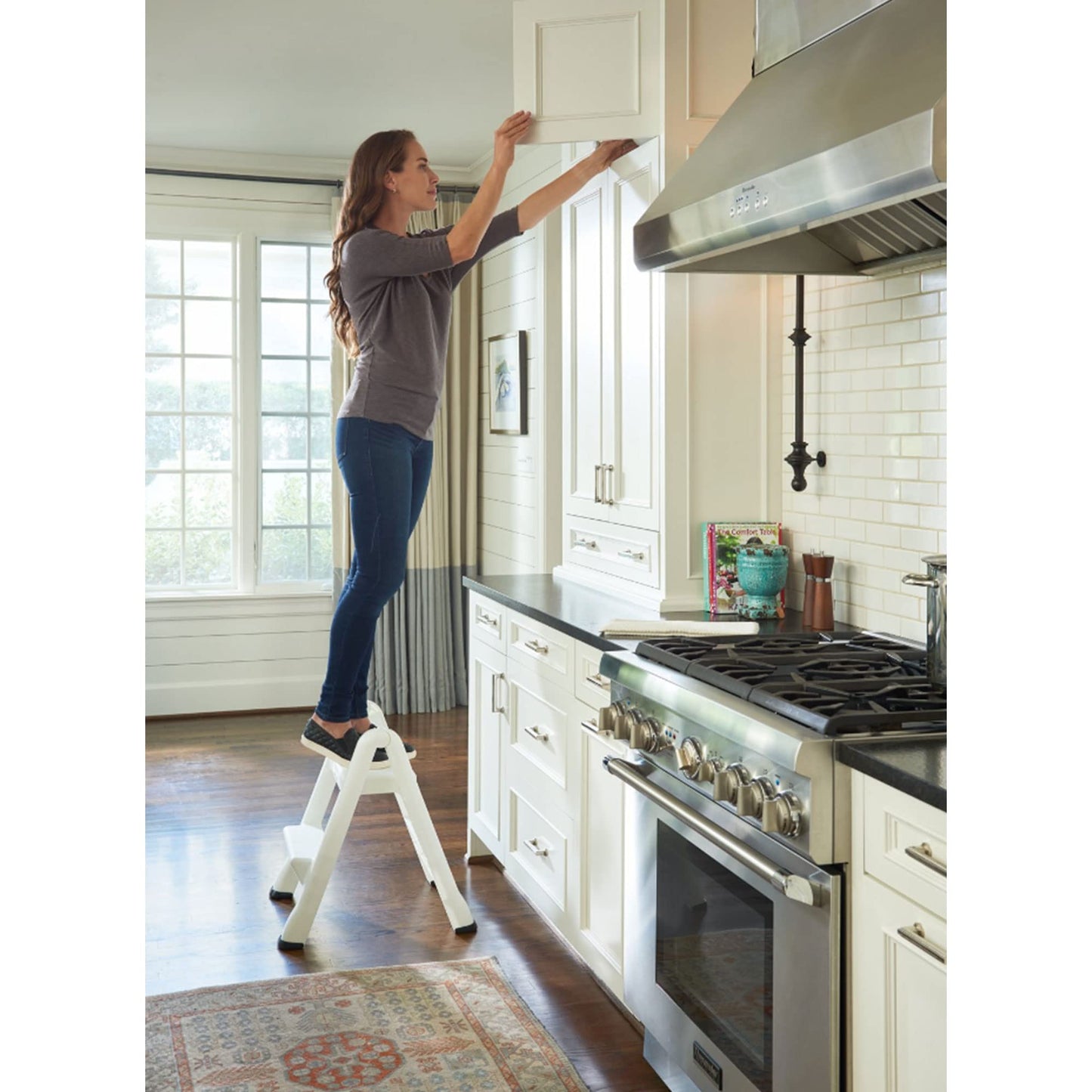 Rubbermaid EZ Step Folding Stool, 2-Step, White