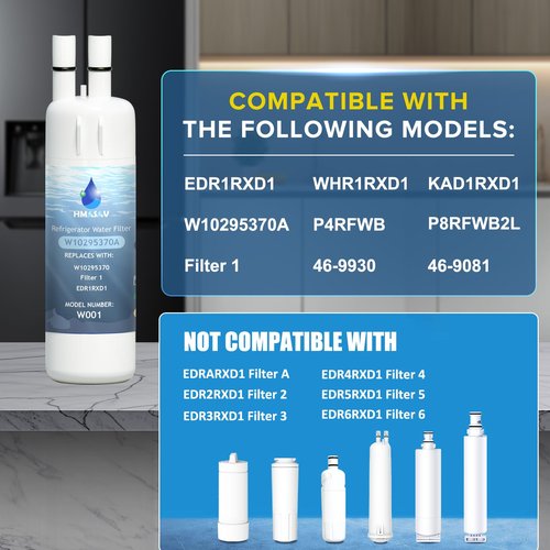 HMASAV W10295370A Water Filter Replacement, Compatible with Whirlpool EDR1RXD1, Everydrop Filter 1, EDR1RXD1B, W10295370, WHR1RXD1, KAD1RXD1, P4RFKB2, P8RFWB2L, 46-9930, 46-9081 3PACK