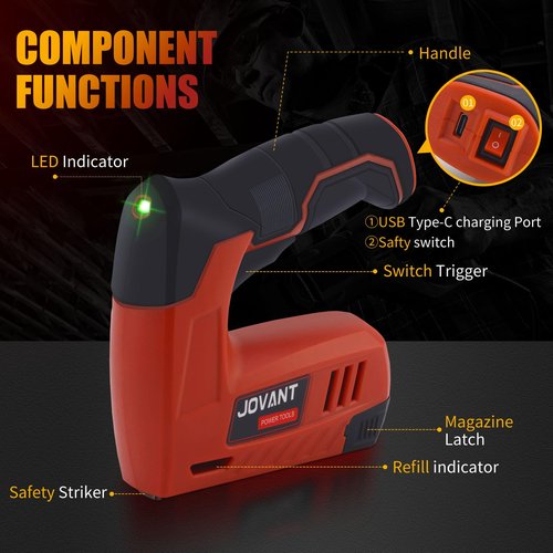 Electric Staple Gun with 3650 Staples and Staple Remover,Upholstery Staple Gun Heavy Duty for Wood, Crafts, Carpentry,Decoration DIY,4V 2 in 1 Cordless Brad Nailer fits 3/16"-3/8" Staples,Nails