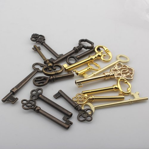 16 Pcs Skeleton Key Set,Key Replacement,Skeleton Keys for Antique Furniture,Grandfather Clock,Vintage Clocks,Antique Cabinets,Old Cabinets,Chinese Cabinets,Old Doors