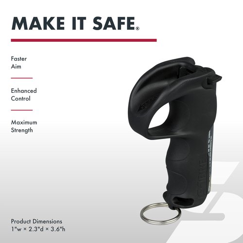 SABRE Pepper Spray with Quick Grip Finger Loop & Practice Spray, Faster Aim & Enhanced Grip, Keychain Attachment, for Beginners, Students, Commuters, Elderly – Protection On-The-Go, Made in USA