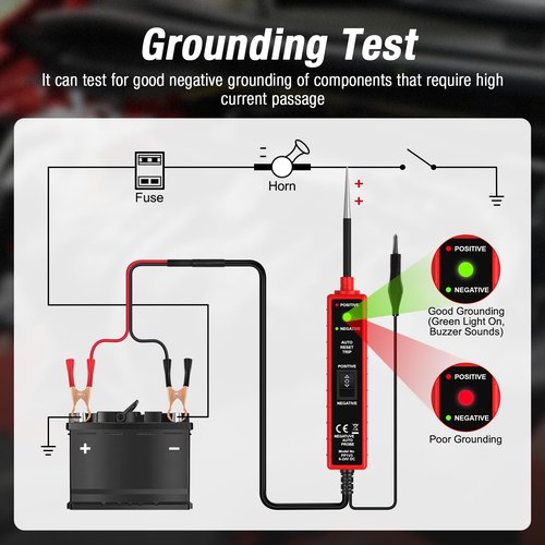 OBDMONSTER Power Circuit Probe Tester Automotive, 6V-24V DC Car Test Light Circuit Short&Open Finder Car Circuit Tester Diagnostic Tool with Continuity/Component/Grouding/Polarity Test
