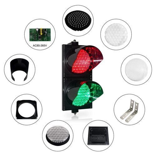 BBMi AC85-265V Red/Green 200mm(8inch) Traffic Light, Stop and Go Light, Led Traffic Signal Light, PC Housing Outdoor Waterproof IP65 Industrial, Cobweb Lens Led Warning Light.