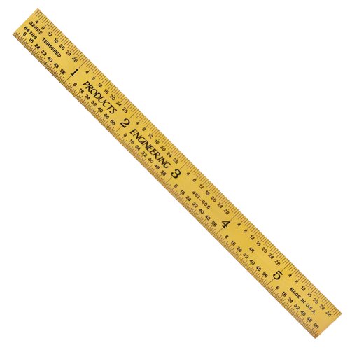 PEC Tools Flexible 6“ 4R Machinist's Ruler, Hardened and Tempered Steel Satin Titanium Nitride Coating, Black Lettering on Gold Background with 1/32”, 1/64“, 1/8” and 1/16” Markings, Made in USA