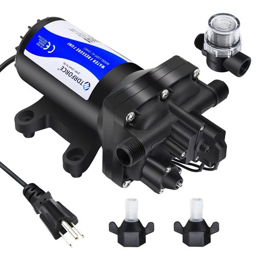 TDRFORCE Fresh Water Pump 5.5GPM Pressure Increase Booster Pump 75 PSI Transfer Pump 110V Self Priming on Demand Diaphragm Pump Washdown Pump for Boats Inline Water Pump for Garden Hose…