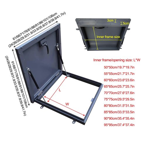 VOLDAX Rooftop Hatch Lid Rainproof Attic Skylight Cover Roof Access Hatch, Basement Window Well Covers Deck Access Hatch for Roof, Deck Access Hatch(50 * 50cm/19.7 * 19.7in)