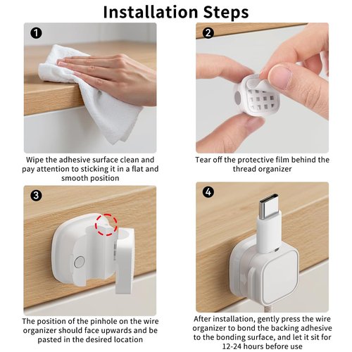 Magnetic Cable Clips, ZHANGDWA 12 Pack Cord Holder for Nightstand, Under Desk Cable Management, Adhesive Wire Holder Keeper Organizer for Desktop, Nightstand, Wall, Home Office, Phone, Car