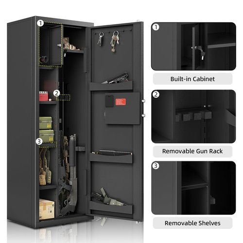 KAER 8-12 Gun Safe Multi-function Gun Safe for Rifles and Pistols Gun Cabinet Large Gun Safes for Home Rifles and Shotguns Electronic Gun Cabinet with Removable Shelf and Rifle Rack