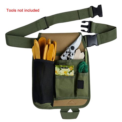 Heavy Duty Tool Belt, Tool Apron, Gardening Tool Holder with Adjustable Waist Organizers and Zippered Pockets for Professionals