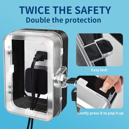 PKLIYH 1 Pack Universal Baby Safety Electrical Outlet Cover Box Childproof Plug Cover - More Space for Large Plugs Easy to Install & Use Fit Socket Protector (1Pack, Black)