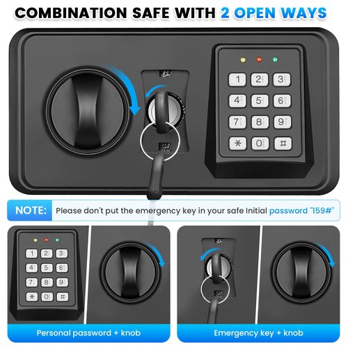 8.25 Cuft Fireproof Large Home Safe Box, Double Door Safes Box, Heavy Duty Document Safe With Keypad Key, Smart Alert, Personal Digital Money Safe For Cash Jewelry