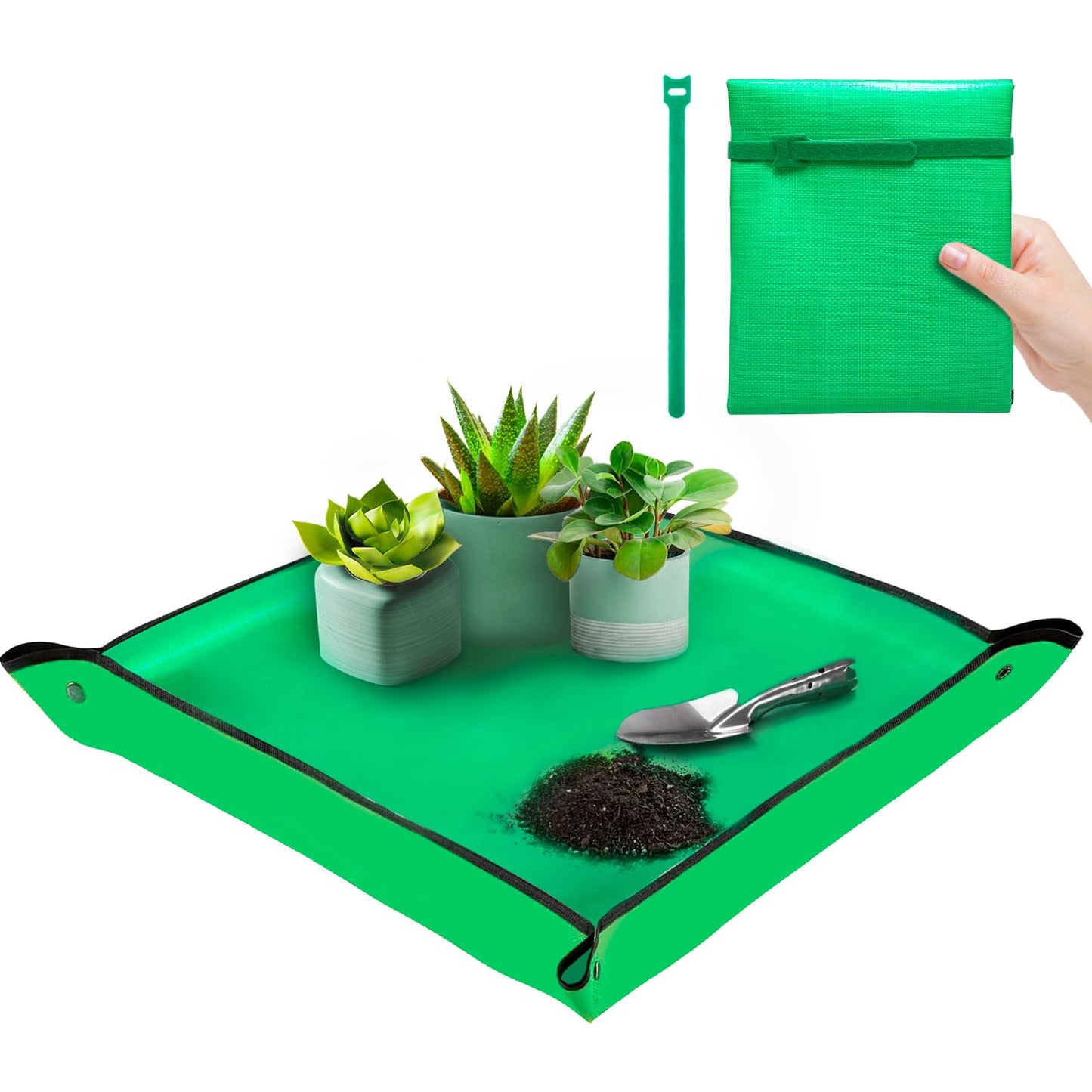 vuicci Plant Repotting Mat 26.8" X 26.8",Square Succulent Gardening Mat Waterproof Transplanting Mat Thickened Foldable Soil Change Mat and Potting Soil Mess Control Tidy Tray Repotting Mat