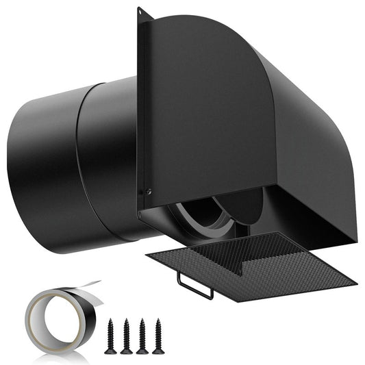 [Upgraded] Hon&Guan 6 Inch Hooded Wall Vent with Magnetic Seal Flap and Removable Mesh, Arc-Shaped 6'' Exhaust Vent Cover Cap for Kitchen Range Hood/Dryer/Bathroom Exhaust(Galvanized Steel, Black)