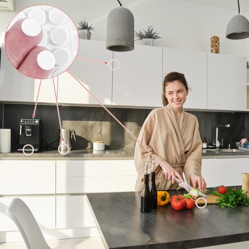 Nogeqi 324PCS Small Furniture Felt Pads, Self Adhesive Felt Cabinet Door Bumpers, 0.39 in/1 cm Adhesive Dots to Protect Furniture Tabletop Cabinet Drawer (White, 4 Sheets)