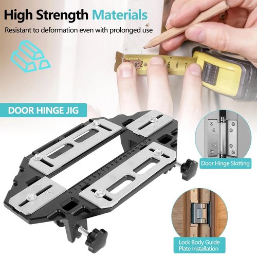 Aluminum Alloy Door Hinge Jig, Door Hinge Adjustment Tool for Template Jig and Concealed Hinge Jig, Door Lock Installation Kit, Lightweight Woodworking Hole Opener Slotting Locator