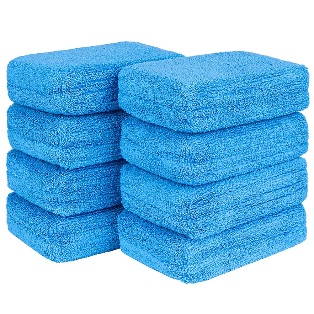 HOMEXCEL Microfiber Applicator Pads, Scratch-Free Car Wash Sponge for Cleaning, Premium Wax Foam Applicator Pads for Car Detailing, 5”x3”, 8Pack