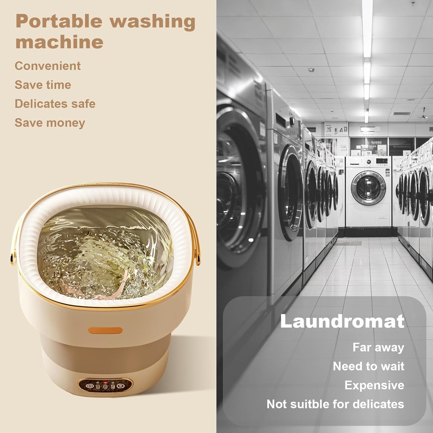 Mini Portable Washing Machine and Dryer, Mini Washer 13L, Portable Washing Machine, Fully Automatic 3 Cleaning Modes Collapsible Camping Washer for Dorm Travel