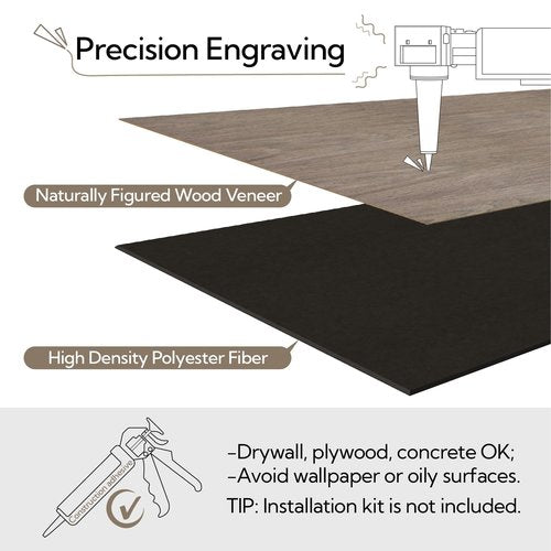 Olanglab Wood Veneer Wall Panels 6 Pack, 24‘’X48‘’ Sound Absorbing Panels for Noise Reduction, Checkered