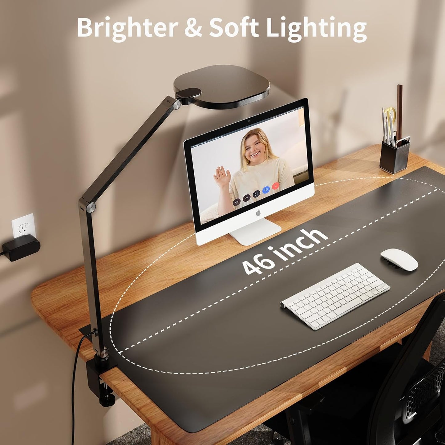 Video Conference Lighting for Zoom Meeting, Desk Lamps for Home Office, 30 Light Modes Desk Light, Ring Light for Desk with Flexible Stand & Memory Function for Zoom Lighting, Video Streaming, Drawing