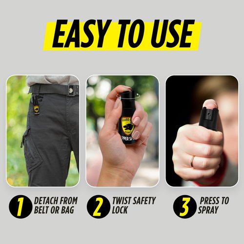 Guard Dog Security Pepper Spray for Self Defense, Collar Clip For Easy Carry & Fast Access, Pepper Spray For Women, Men, OC Spray with UV Dye, Maximum Police Strength, Safety Twist Lock, 16 feet Range