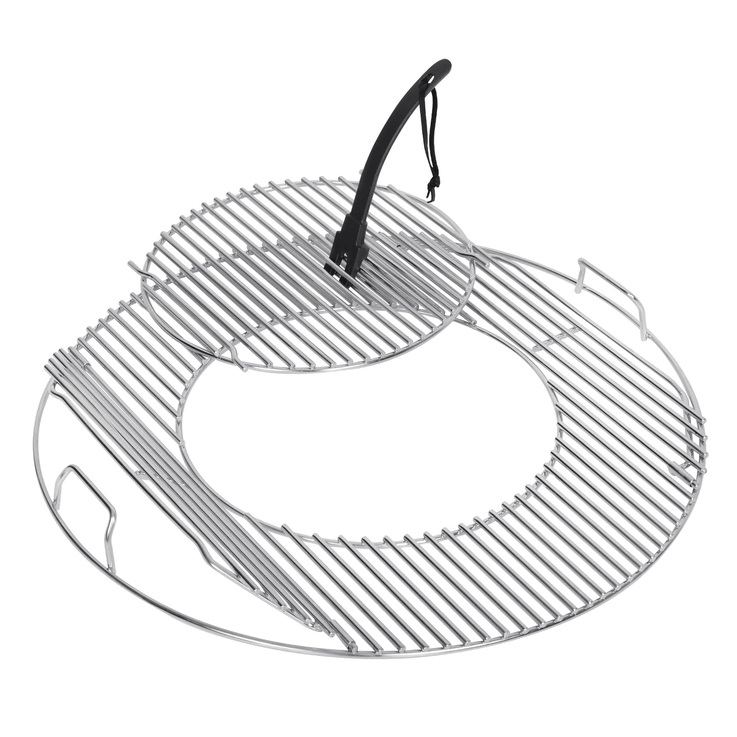 Stainless Steel Hinged Cooking Grate Replacement Gourmet BBQ System for Weber 22in Kettle Charcoal Grills with Cast Iron Grate Lifter,21.5 Grill Grate Works on Weber 8835,Recteq Bullseye,Barrel Grills