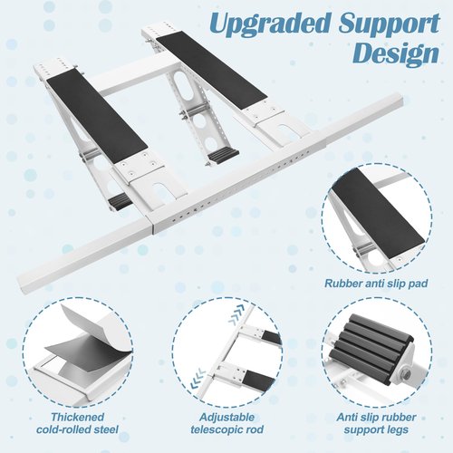 Solaradgy Window AC Bracket, No-Drill AC Window Bracket Compatible with Single & Double-Hung Windows, Heavy-Duty Holds Up to 220lbs, Double-Pole Reinforced Design