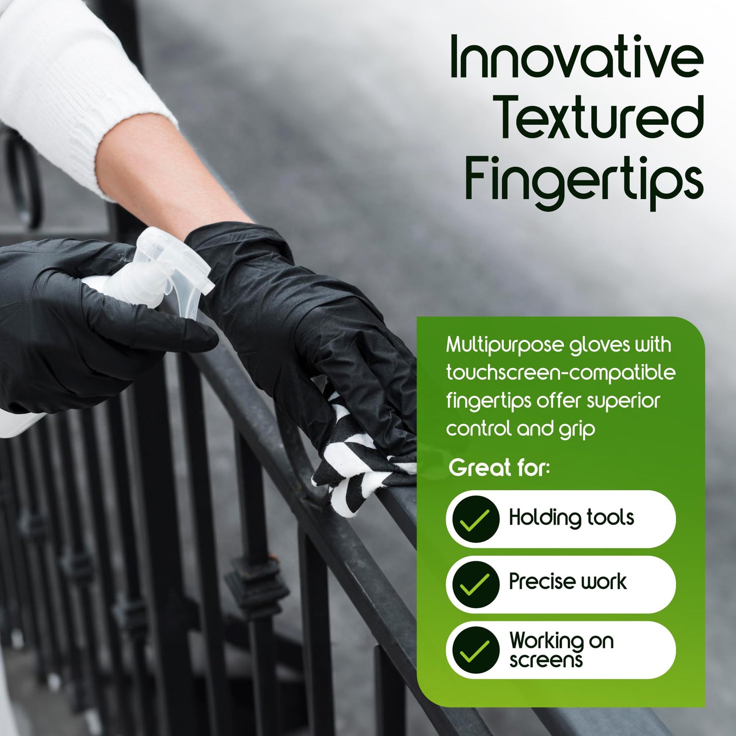 Inspire HEAVY DUTY 6Mil ORIGINAL Quality Stretch Nitrile Gloves Black Disposable Latex Free | Food, Industrial, Mechanic Tattoo (6Mil Black, Medium)