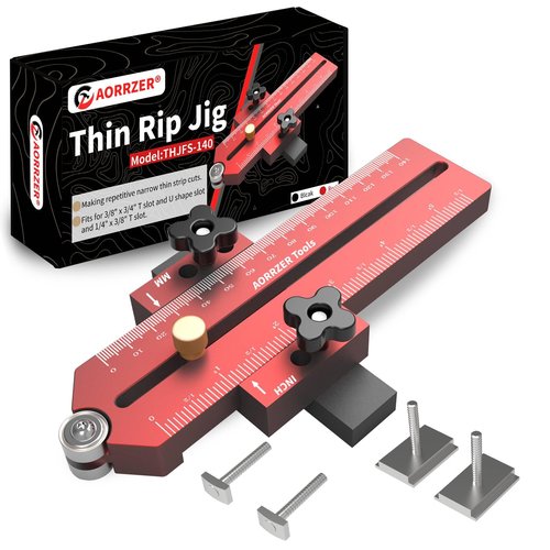AORRZER Thin Rip Jig Table Saw Jig Guide, Making Repetitive Narrow Strip Cuts, Fit for 3/4" x 3/8" T/U Slots, Woodworking Tools Thin Rip Guide for Table Saw Band Saw Router Table